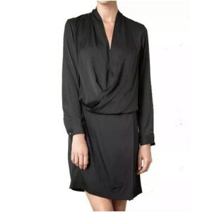NWT‎ Diane Von Furstenberg Issie Silk Draping Dress Sz 6 Black Satin Drop Waist